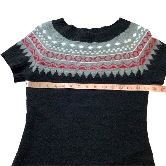 QED LONDON Viscose Mohair Short Sleeve Fair Isle Sweater - Size S - Picture 5 of 9